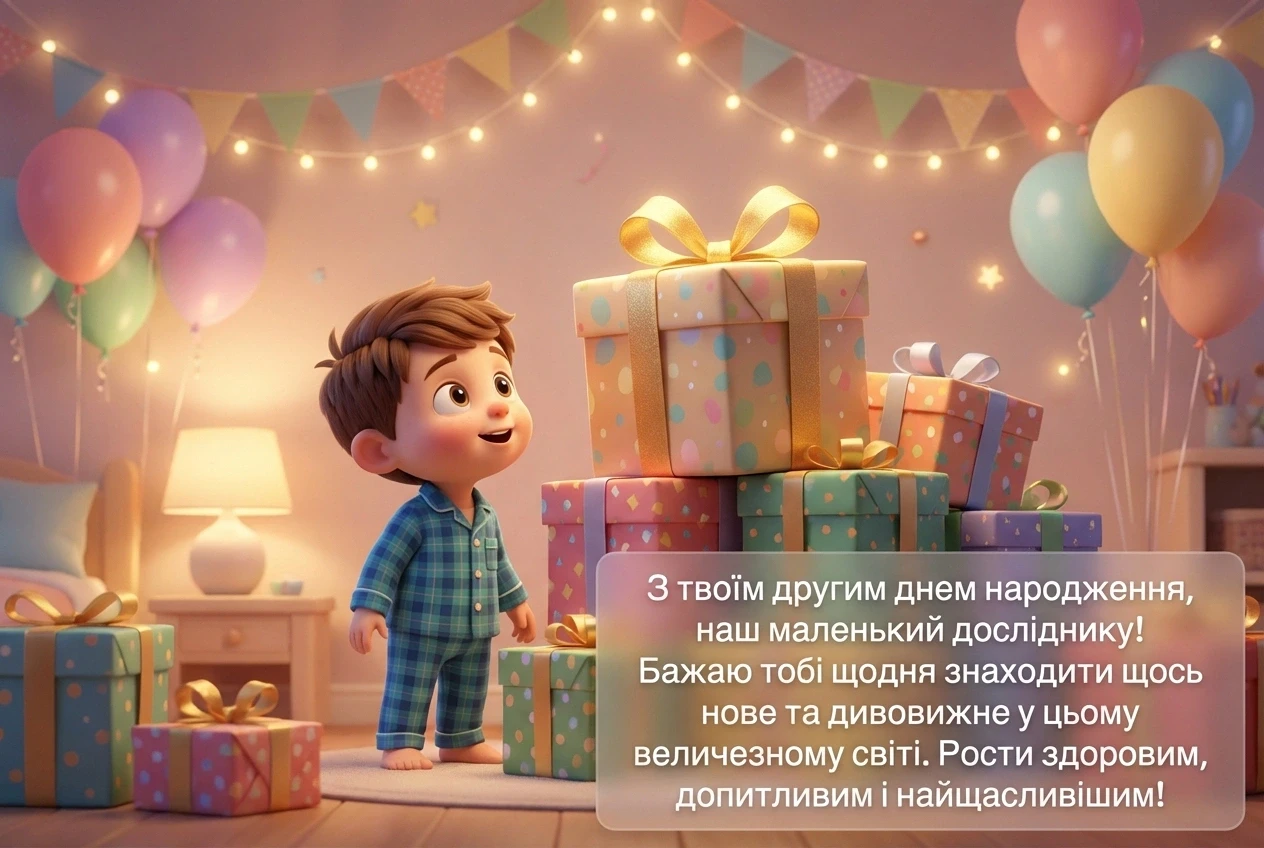 Привітання з днем народження для хлопчика на 2 роки