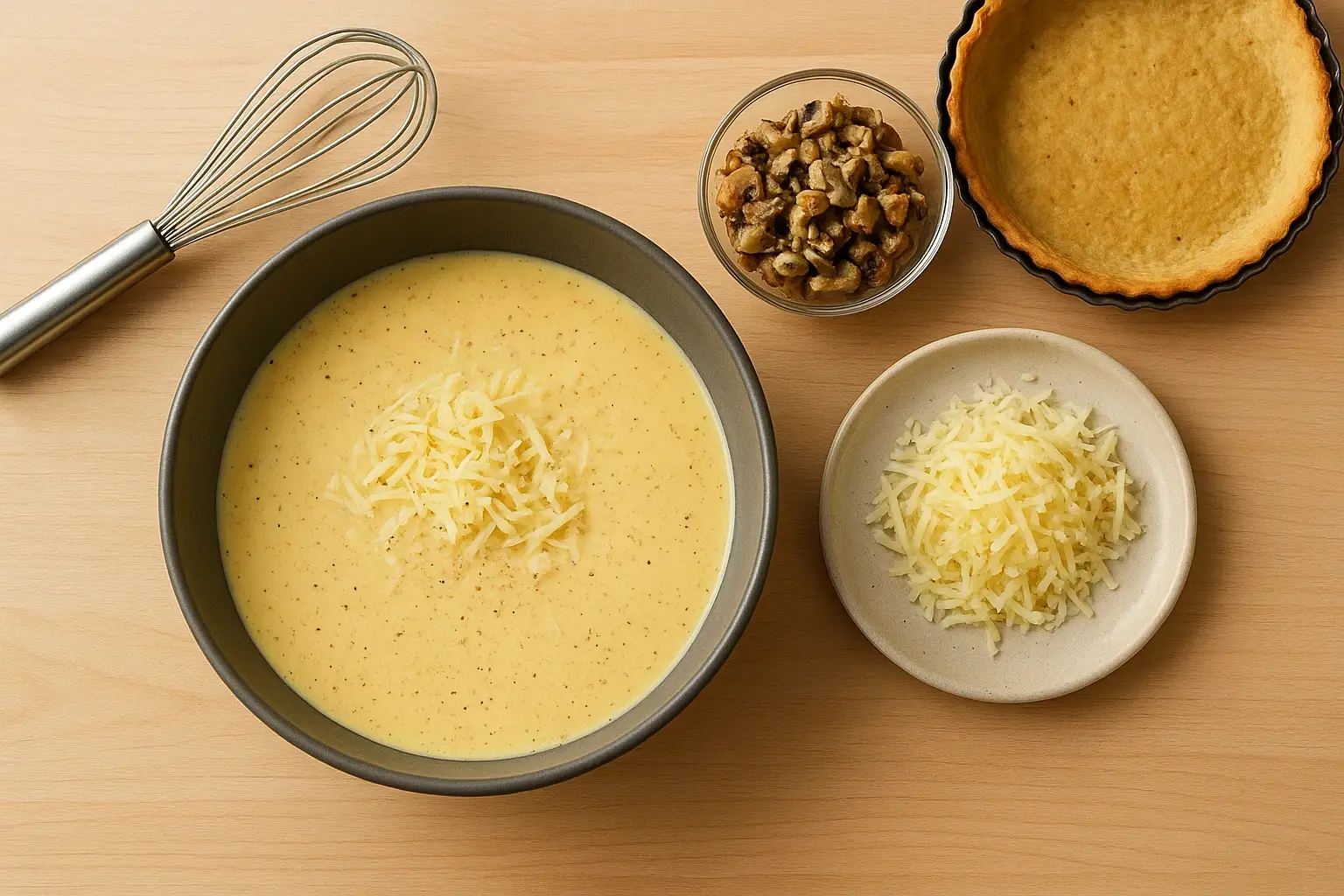кіш з грибами і куркою