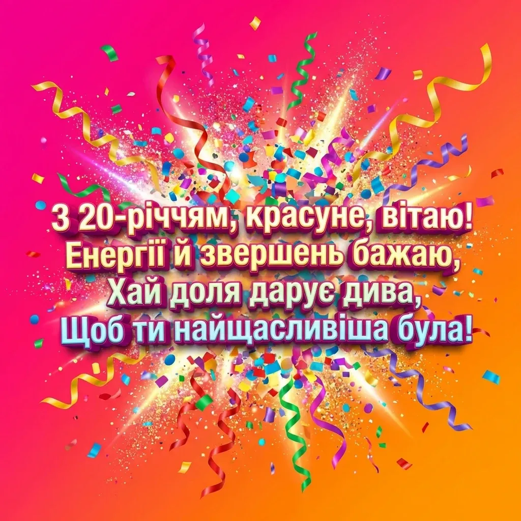 привітання з ювілеєм 20 років дівчині
