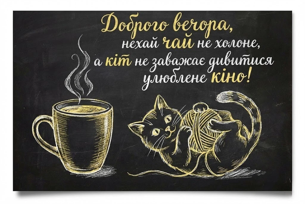 Листівки доброго вечора: найтепліші картинки та душевні побажання для затишного відпочинку