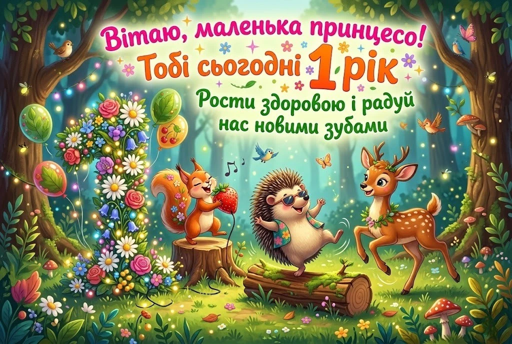 Зворушливі привітання з 1 рочком донечки від батьків та хрещених