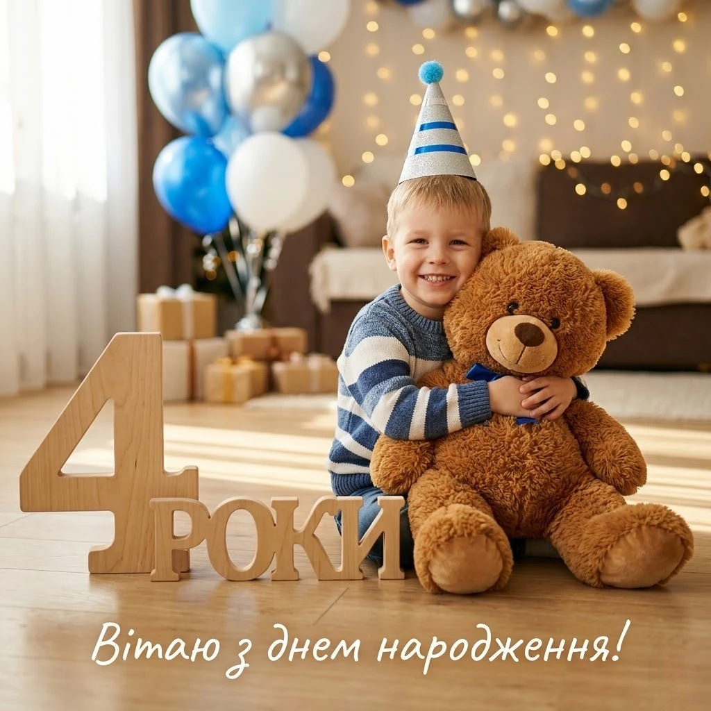 З днем народження на 4 роки хлопчику: привітання від усієї родини