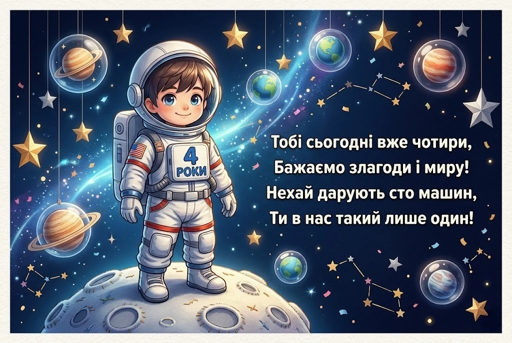 З днем народження на 4 роки хлопчику: привітання від усієї родини