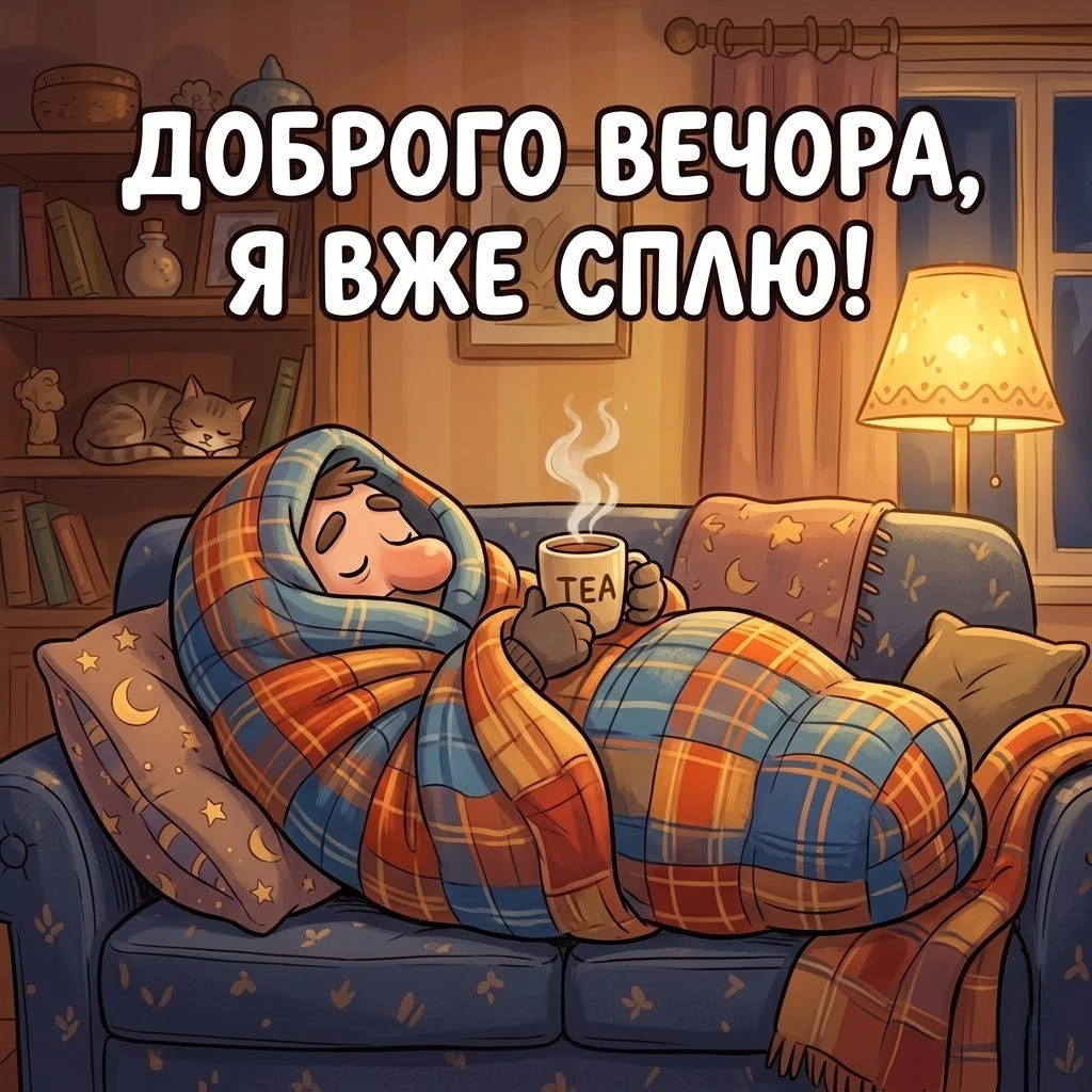 Доброго вечора, гарного відпочинку: душевні побажання та прикольні картинки для затишку