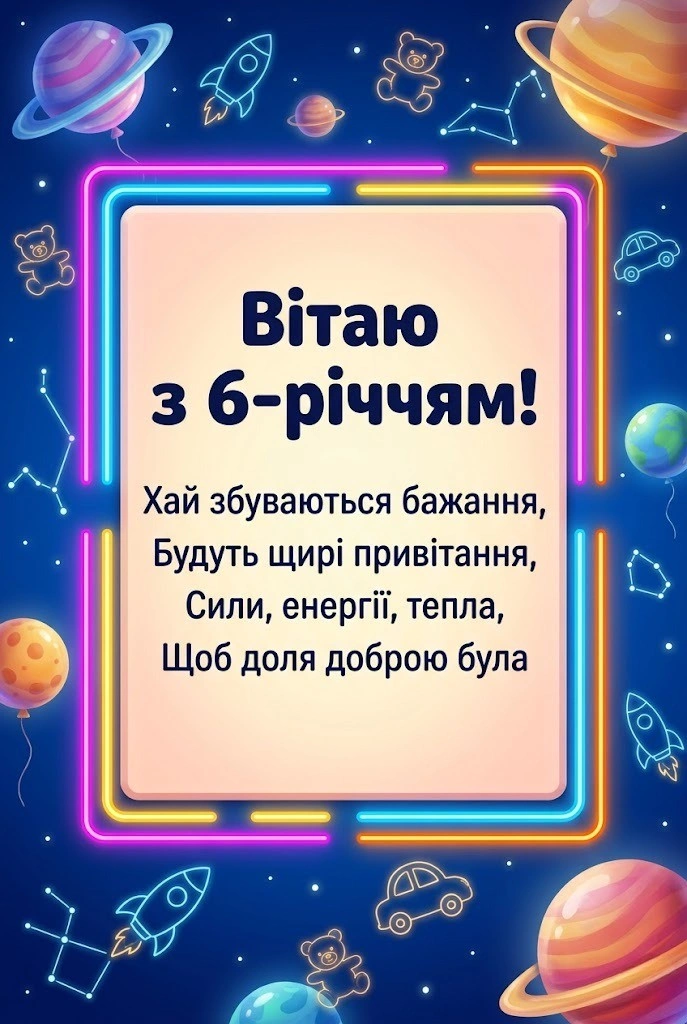 Привітання для майбутнього першокласника: 6 років хлопчику