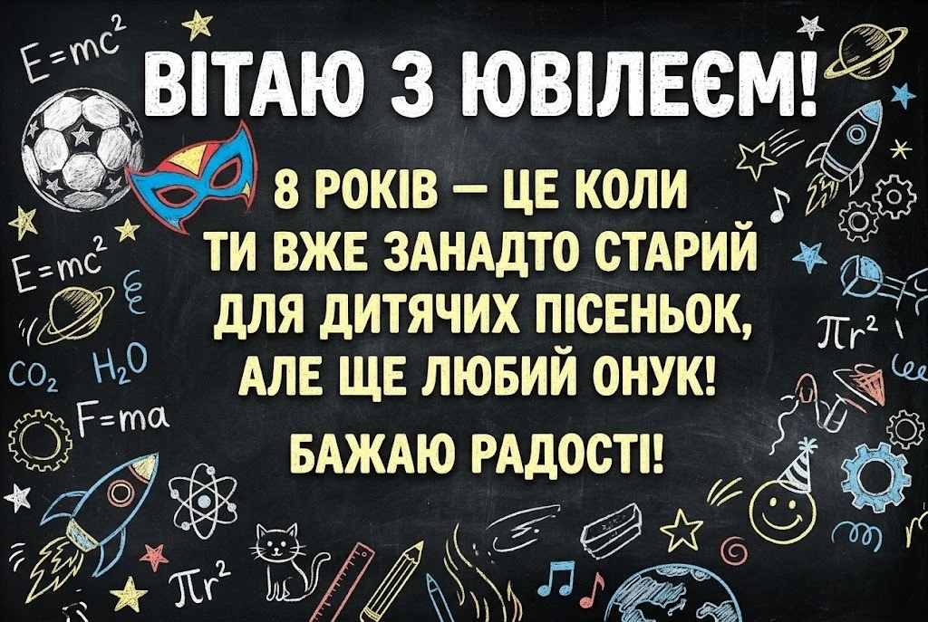 8 років — час відкриттів: велика колекція привітань для хлопчиків