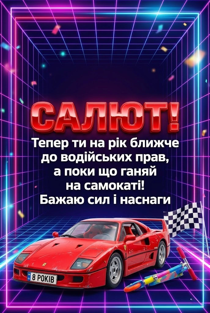 8 років — час відкриттів: велика колекція привітань для хлопчиків