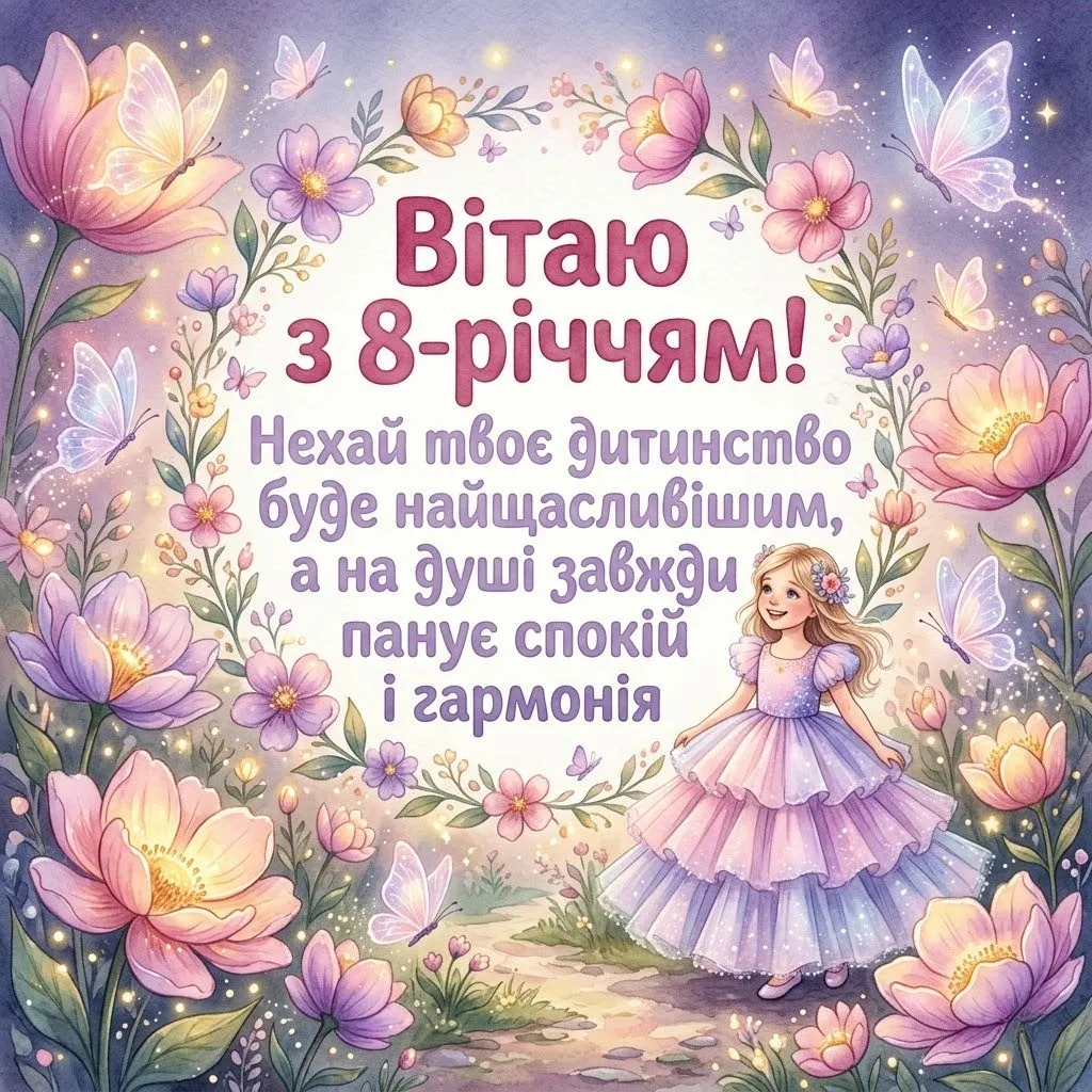 Привітання з 8-річчям дівчинці: щирі, красиві та сучасні слова