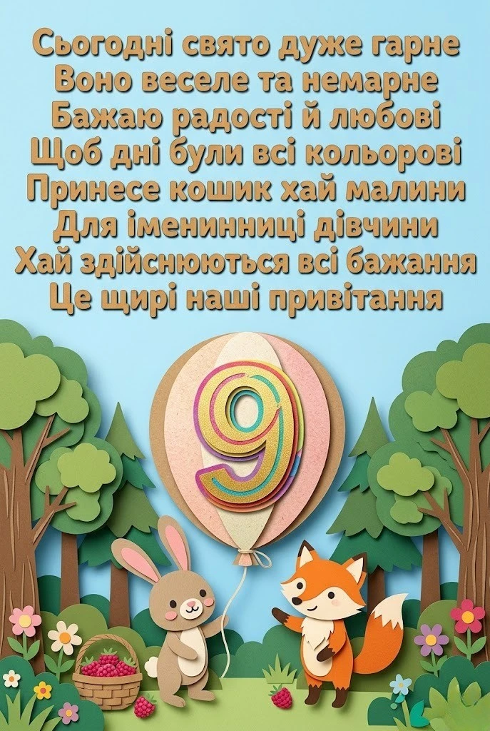 9 років – особлива дата: чарівні привітання для маленької принцеси