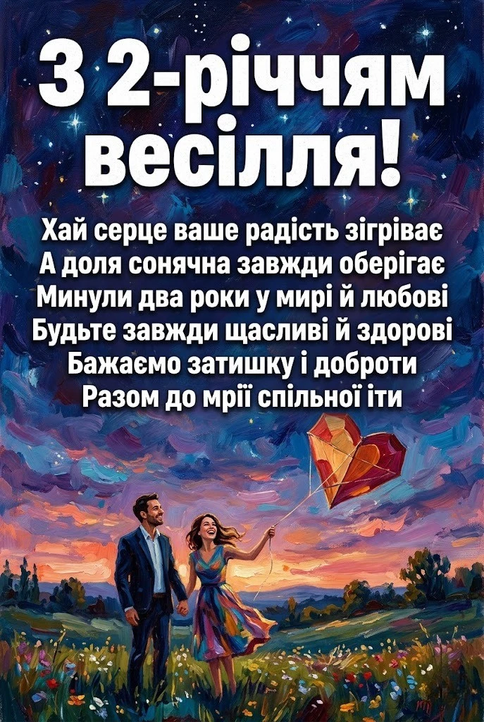 З днем весілля на 2 роки — що побажати парі на паперовий ювілей?