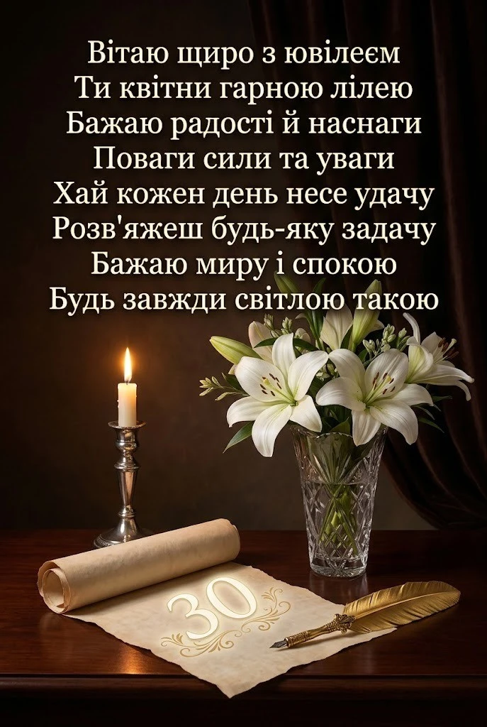 30 років — час розквіту: найкрасивіші привітання для дівчини