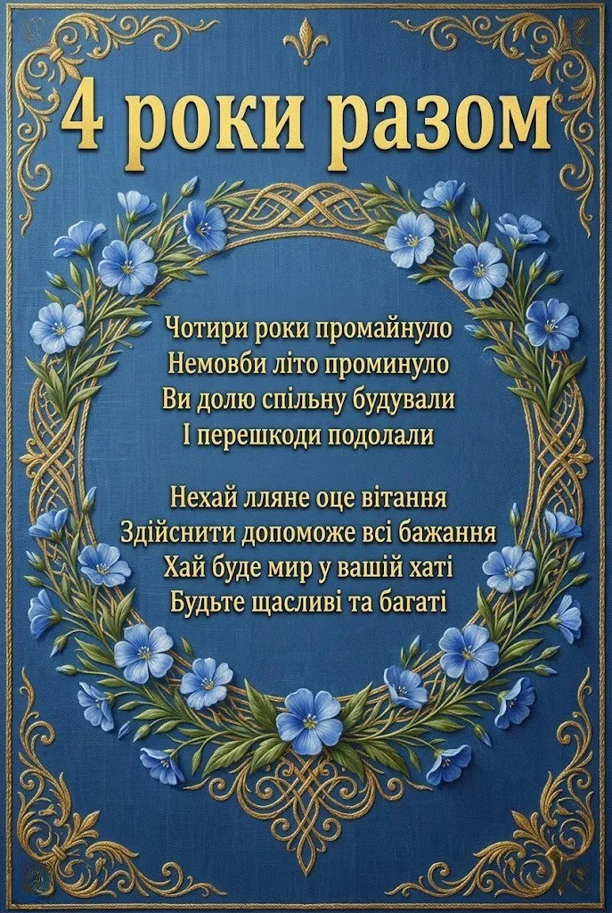 4 роки разом: привітання від батьків із лляним весіллям для сина та доньки