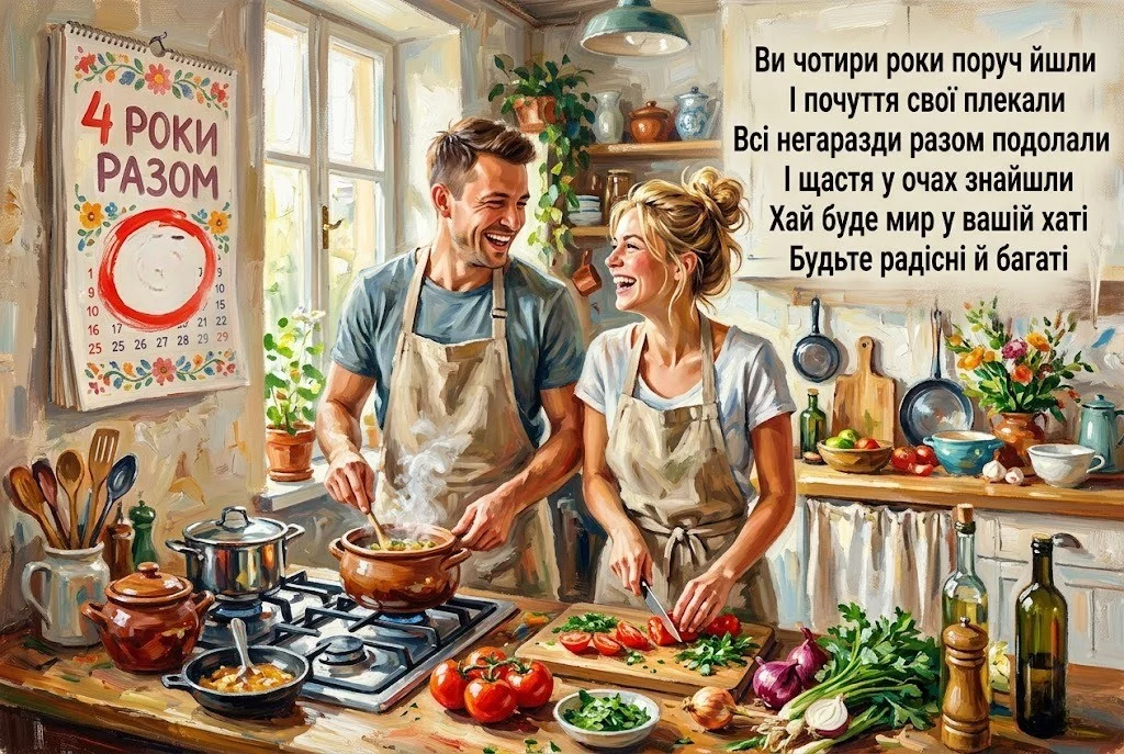 4 роки разом: привітання від батьків із лляним весіллям для сина та доньки