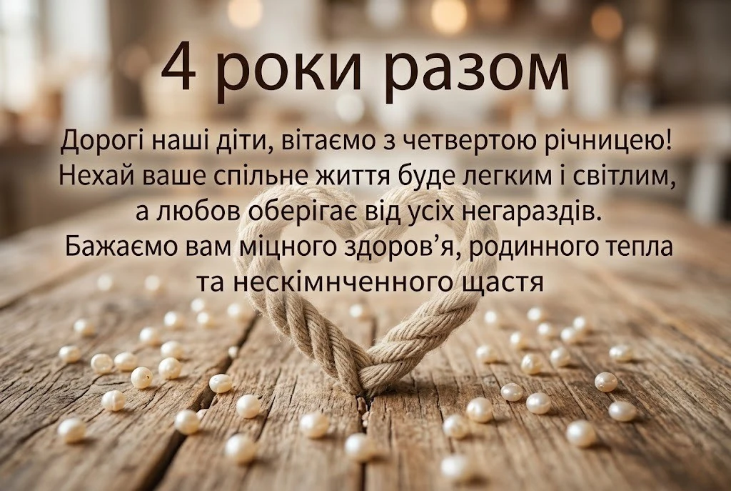 4 роки разом: привітання від батьків із лляним весіллям для сина та доньки
