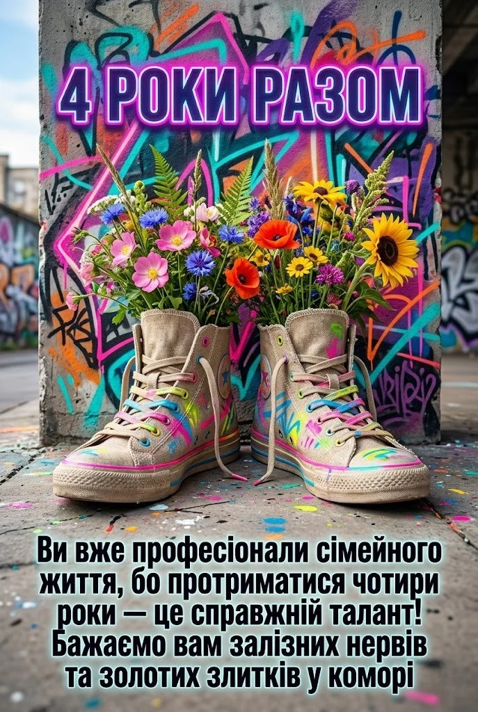 4 роки разом: привітання від батьків із лляним весіллям для сина та доньки