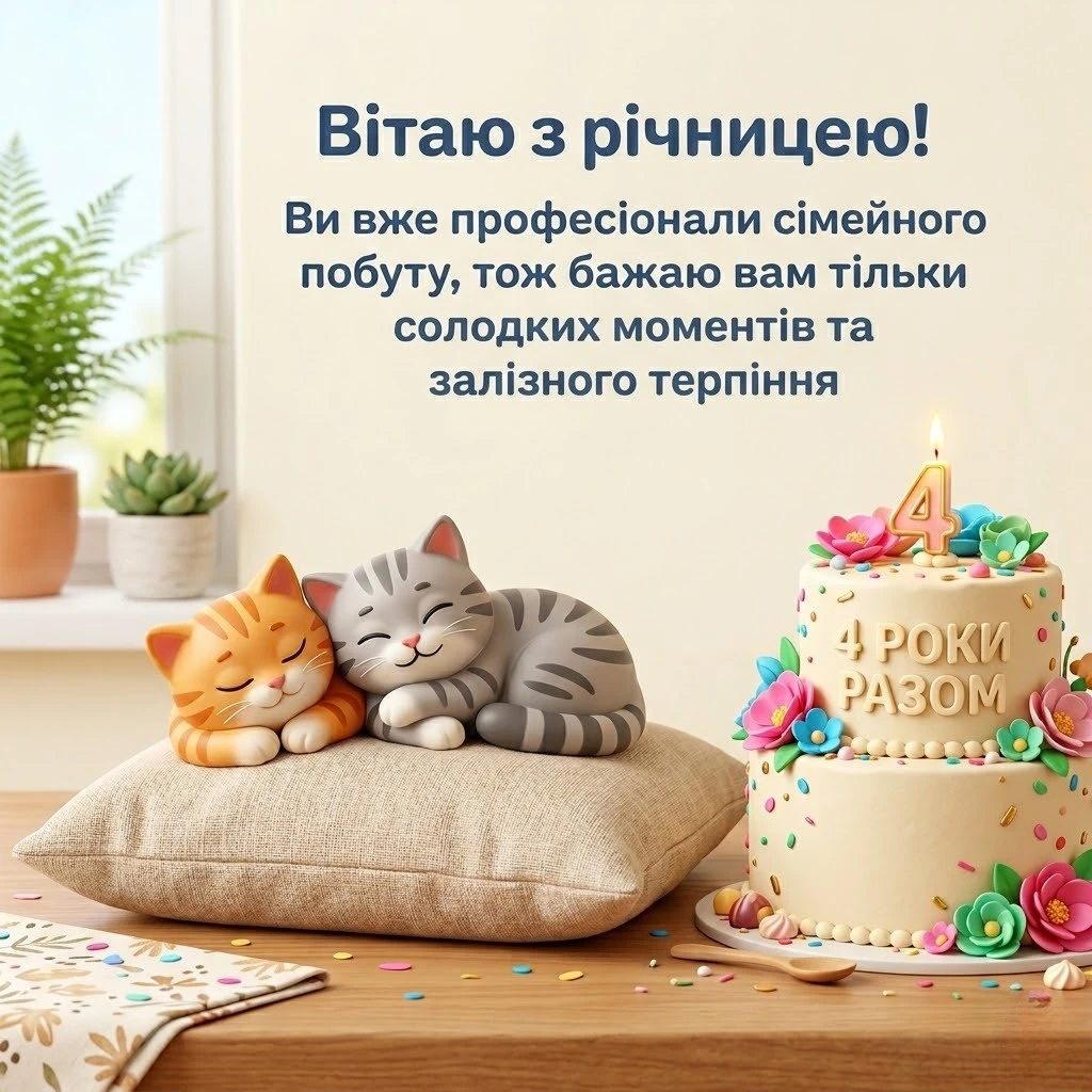 4 роки разом: привітання від батьків із лляним весіллям для сина та доньки