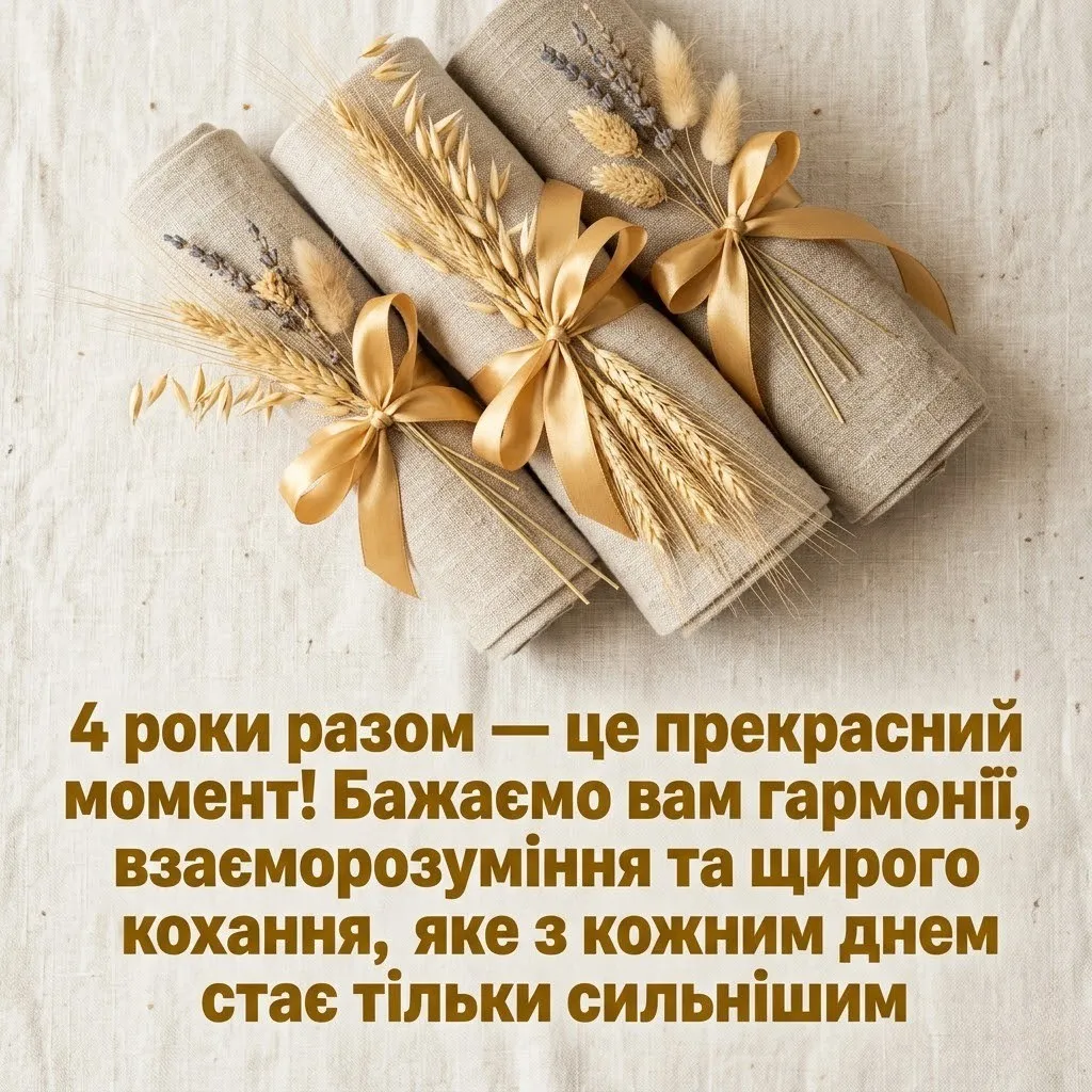 4 роки разом: привітання від батьків із лляним весіллям для сина та доньки