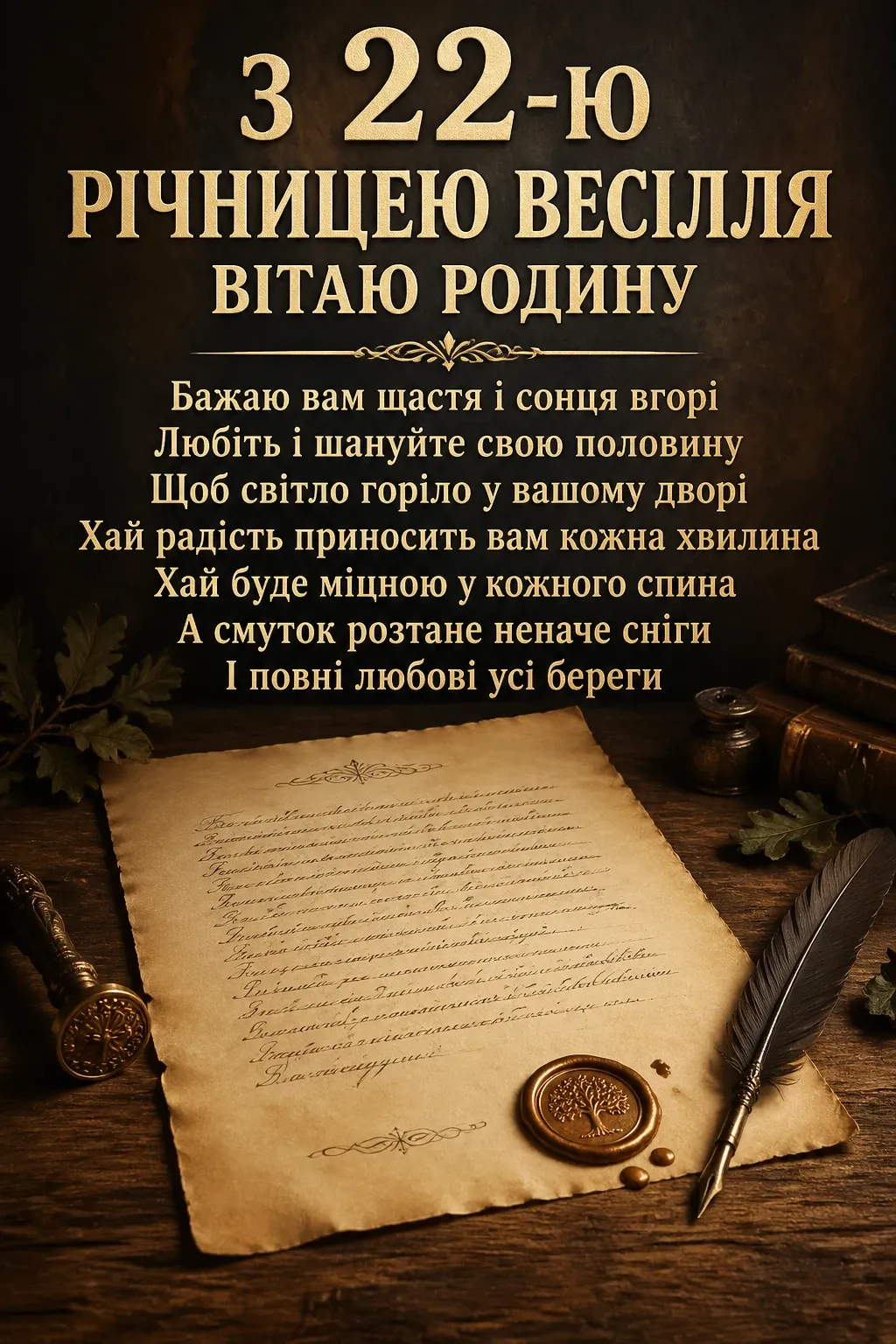 22 роки весілля привітання