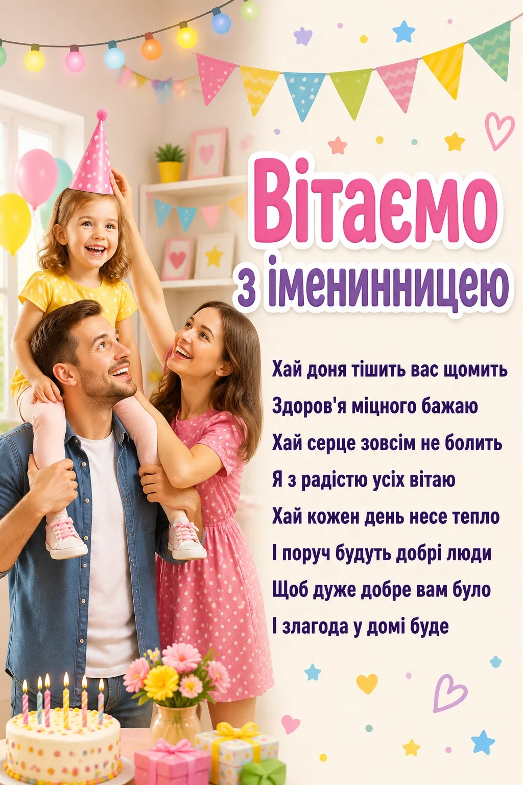 привітання батьків з днем народження донечки