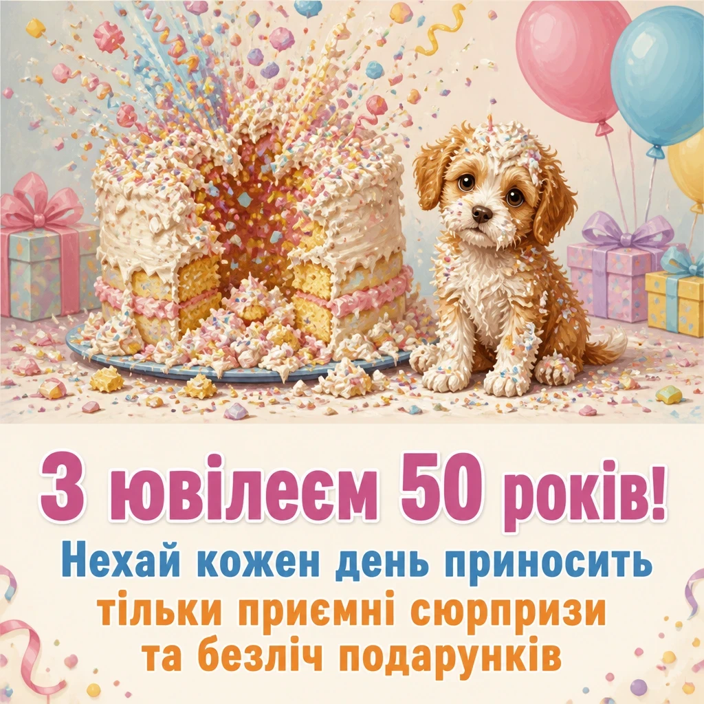 Жінці листівки з привітанням з ювілеєм 50 років