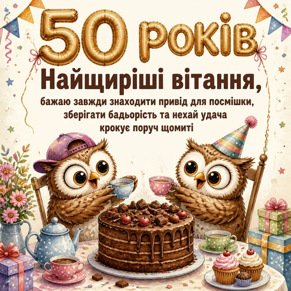 Жінці листівки з привітанням з ювілеєм 50 років