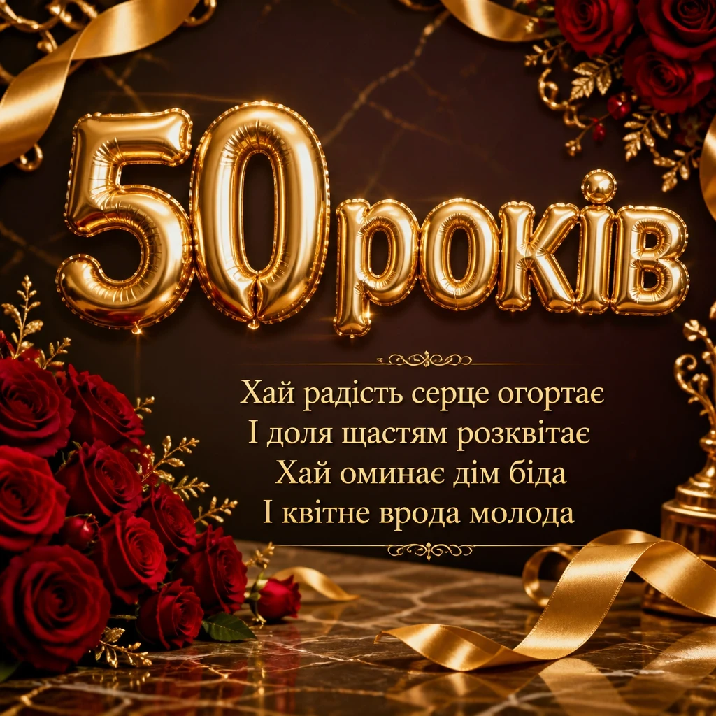 Жінці листівки з привітанням з ювілеєм 50 років