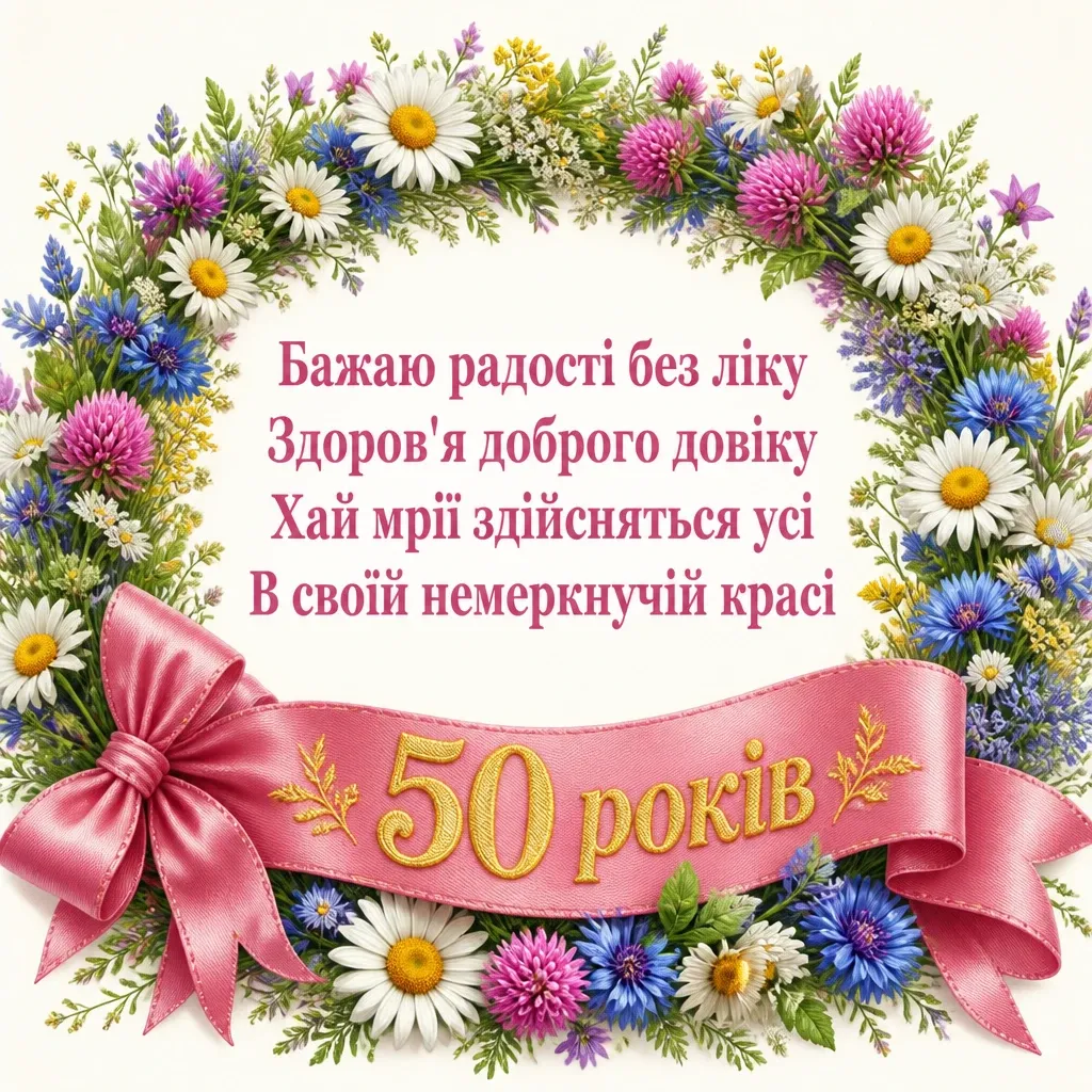 Жінці листівки з привітанням з ювілеєм 50 років