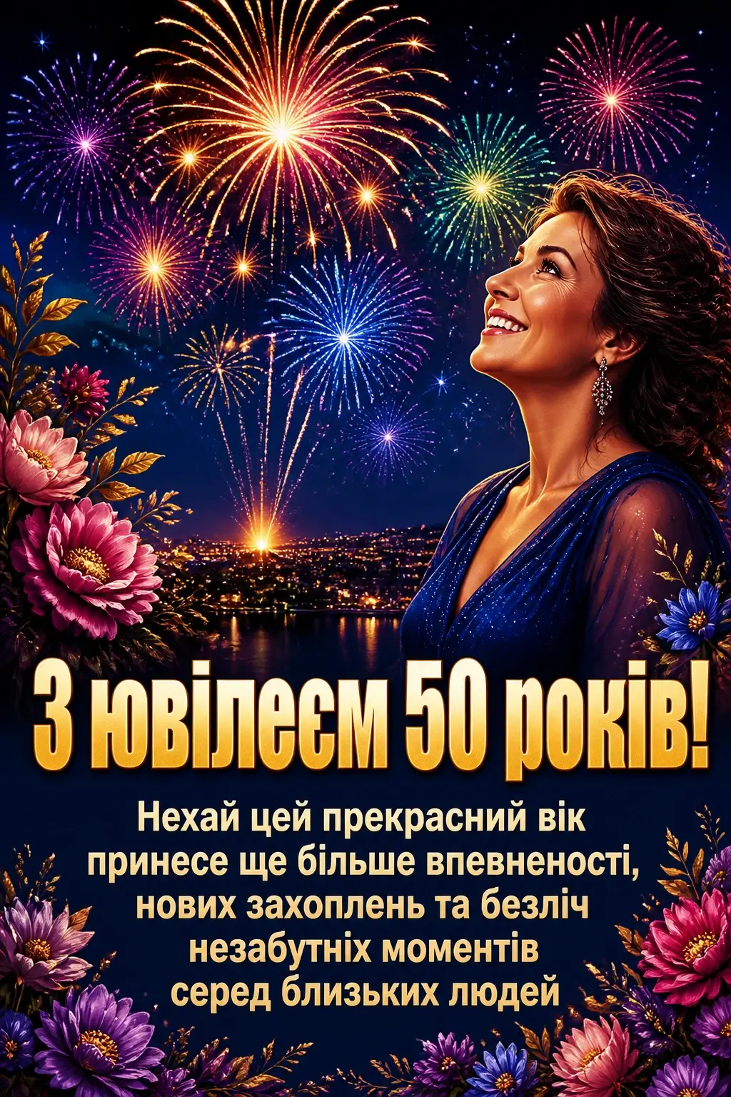 Жінці листівки з привітанням з ювілеєм 50 років
