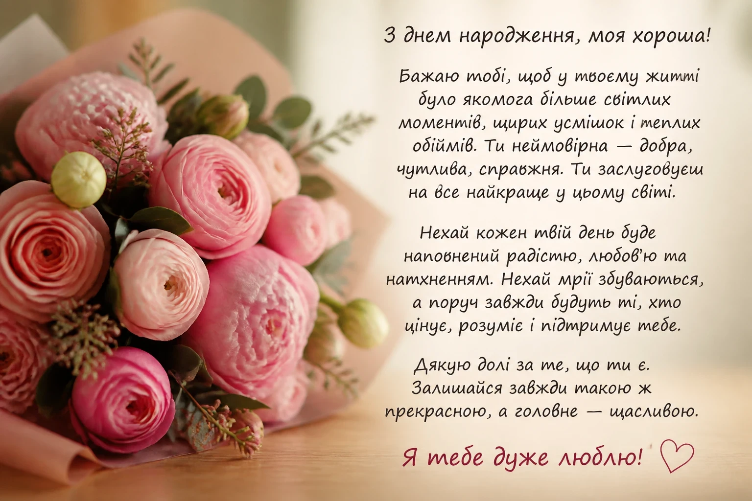 Привітання з днем народження для дівчини своїми словами до сліз Привітання з днем народження для дівчини своїми словами до сліз